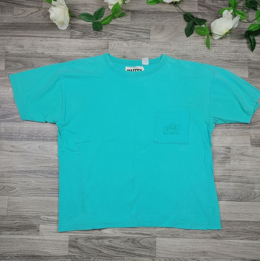 PASTA Teal Retro 90s Pocket Tee